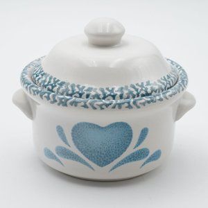 Corning Corelle Blue Hearts Individual Casserole & Lid Blue Sponge Rim